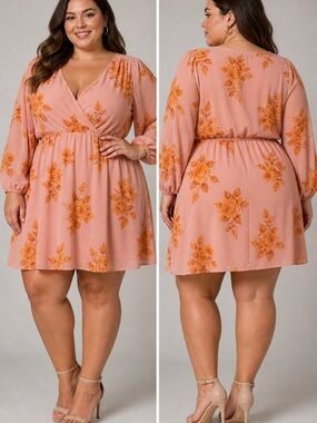 City Chic Blush Pink Wrap Dress